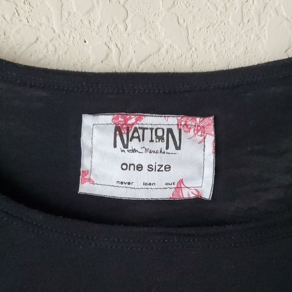 Nation LTD by Jen Menchaca Top Womens Sleeve Lightweight Black OSFM - Picture 2 of 6